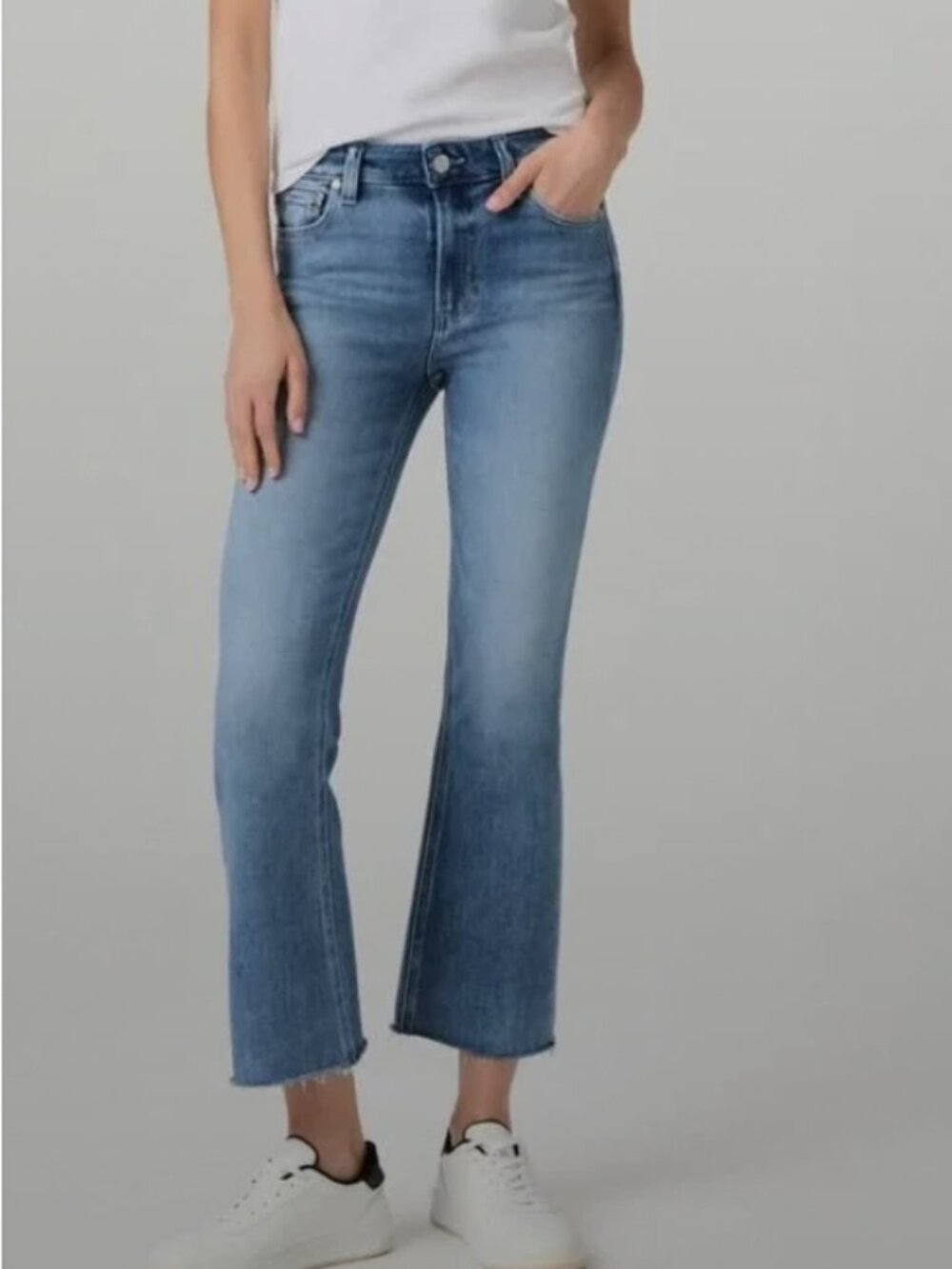 Paige Rory Raw Hem Crop Flare Jeans